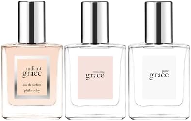 philosophy amazing grace perfume trio gift set- clean & floral women's perfume - with notes of bergamot, muguet & musk - long lasting fragrance - 1
