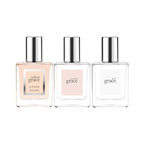 philosophy amazing grace perfume trio gift set- clean & floral women's perfume - with notes of bergamot, muguet & musk - long lasting fragrance