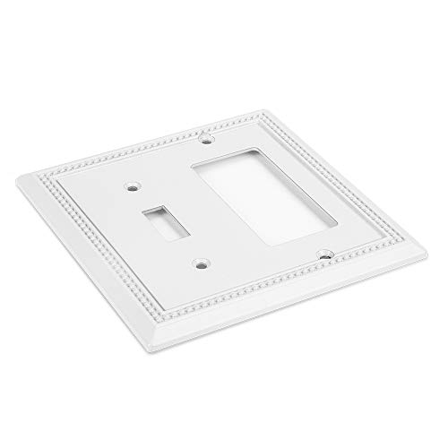 Image of Henne Bery Sunken Pearls Heavy Duty Decorative Wall Plate Switch Plate Outlet Cover (Toggle /Decorator, White)