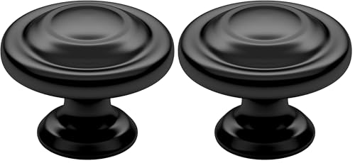 Image of Richelieu Hardware BP10734900 Traditional Metal Knob-1073, 1 1 /4-in, Matte Black (Pack of 2)