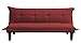 DHP Lodge Convertible Futon Couch Bed with Microfiber Upholstery and Wood Legs, Red