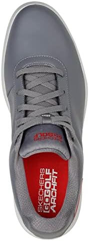 Skechers Men's Drive 5 Arch Fit Spikeless Waterproof Golf Shoe Sneaker, Gray/Red, 8 | Image 2