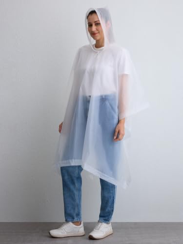 Image of Citizen Eco-Friendly EVA Poncho Raincoat for Men & Women, Lightweight Waterproof Coat with Hood, Adjustable Drawstring, Button Closure Outdoor Rainwear
