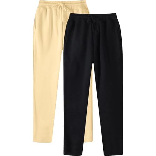 Mens 2PC Tailored Straight Leg Pants Solid Color Versatile Lightweight Casual Formal Wear Trousers for All
