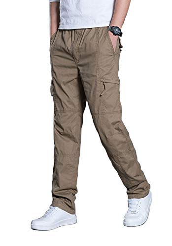 Banana Bucket Men's Full Elastic Waist Loose Fit Pants Lightweight Workwear Pull On Cargo Pants2