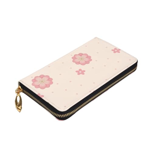 Little pink cherry blossoms Women's Wallet Long Zip Around, Premium Vegan Leather Wallet with 12 Card Holders, Large Capacity,Gift Ready Packaging4