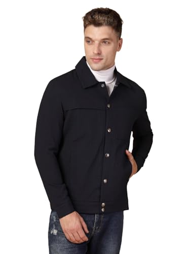 Image of CHKOKKO Men's Fleece Solid Winter Wear Regular Fit Standard Length Jacket