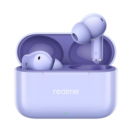 Image of realme Buds T200 True Wireless Earbuds with Hi-Res Audio, 12.4mm Dynamic Bass Drivers, 32 dB ANC, Quad Mic, 45ms Latency, Upto 50 Hrs Playback, Fast Charge, IP55 Rated, BT 5.4 (Dreamy Purple)