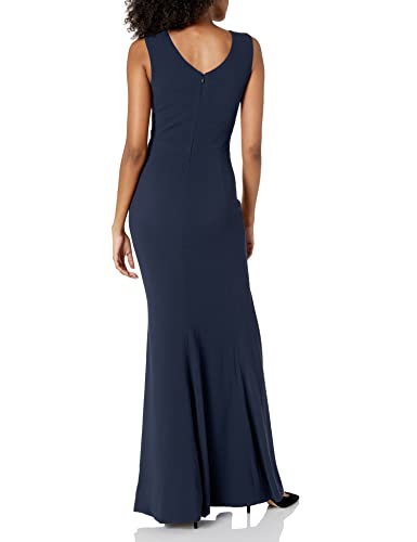 Dress the Population Women's Sandra Plunging Thick Strap Solid Gown with Slit Dress2
