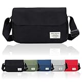 [ユニベイズ] [本当に沢山入る！] ショルダーバッグ メンズ レディース 小さめ 軽量 斜めがけ ナイロン シンプル ストリート 無地 (ブラック)
