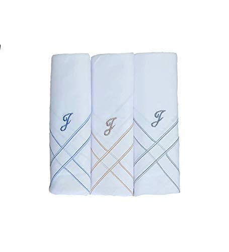 Image of GOLU MOLU Cotton White Formal Handkerchief Pack Of 6 | Office Travel Daily Use | Custom Initial Design | Free Size | Cotton Fabric | Customised N95 Mask Included