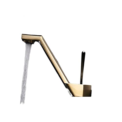 Bathroom Lavatory Faucet Hot and Cold Crane Brass Brush Gold Single Handle Water Mixer Tap(Brush Gold)