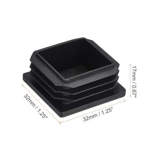Image of uxcell 4Pcs 32x32mm(1.25inch) Plastic Tubing Plug Square Post End Caps for Handrail Stair Newel Guardrail Tube Black