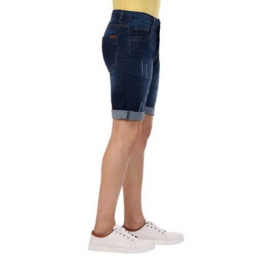 Image of BEEVEE Mens Denim Lycra RAW Fixed Waist 3 /4th Short.