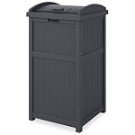 Suncast Outdoor Trash Hideaway, Resin Refuse Container w/ Lid, Cyberspace, 30 Gallon Capacity - Stylish Concealed Waste Storage for Patio, Backyard, Deck or Garden, Use 30-33 Gal. Garbage Can Liners