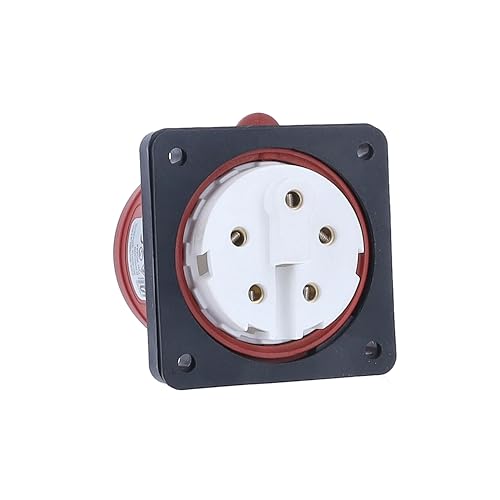 as - Schwabe CEE-Anbaustecker - CEE Stecker - 400V/32A/5-polig/6h - Flanschmaß 75 x 75 mm - Lochmaß 60 x 60 mm - Stromstecker Schlagfest - Spritzwassergeschützt IP44, 60444