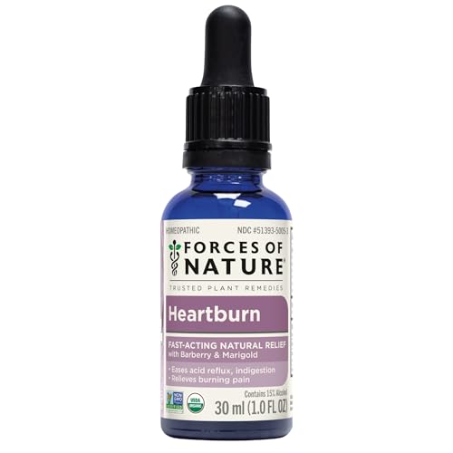 Forces of Nature Heartburn Relief, Organic Homeopathic Medicine, 0.34 Fl Oz, Multi Symptom Relief from Acid Reflux, GERD, Indigestion, Upset Stomach, Bloating, Gas and Sour Acid Burps (1 Fl OZ)