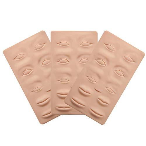 Tattoo Skin Practice 3pcs 3D Microblading Practice Skin For Eyebrows And Lips ermanent Makeup Brow And Lips Silicone Skin Tattoo Training by Micro-Blading And Needling,Fake Skin Sheets For Beginners