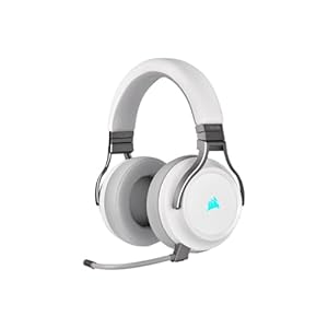 CORSAIR VIRTUOSO RGB WIRELESS High–Fidelity Gaming Headset – 7.1 Surround Sound – Detchable Omni-Directional Microphone – iCUE Compatible – PC, Mac, PS5, PS4, Nintendo Switch, Mobile – White