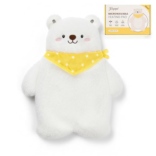 Kirschkernkissen Tier, Wärmekissen Mikrowelle Tiere Eisbär, Mikrowellen Wärmekissen für die Periode, 100% natürliche Füllungen Geschenke für die Familie, Wärme-/Kältetherapie(Weiß)