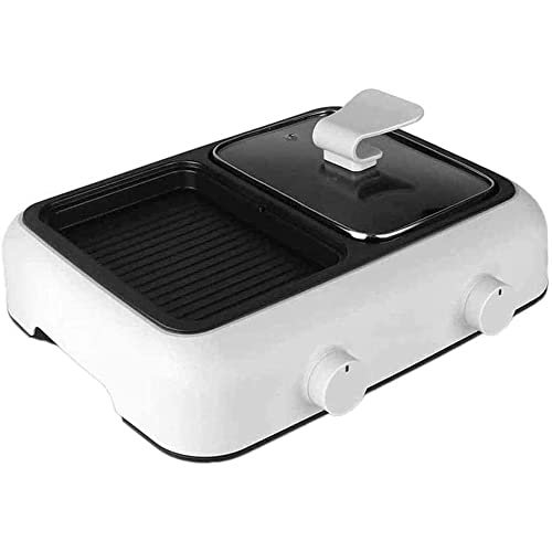 GeRRiT Electric Indoor Smokeless Grill + Griddle, Nonstick Plates, 2 Cooking Zones with Adjustable Temperature