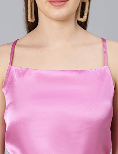 Image of oxolloxo Beige Shoulder Strap Women Satin Crop top