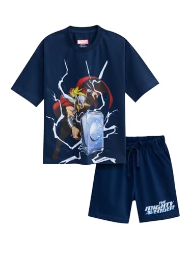 Image of Nap Chief Kids Cotton Official Marvel Superhero's Printed Co ord Sets for Boys & Girls, T Shirt and Shorts for Casual Wear