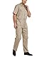 TopTie Herren Arbeitsoverall Kurzarm Overall Herren Arbeitskleidung mit Elastischem Bund- Khaki S