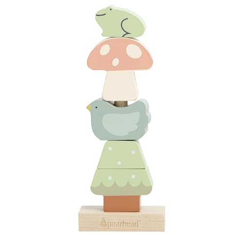 Image of Pearhead Woodland Wooden Stacking Toy, Interactive Stackable Montessori Learning Toy, Building Game for Kids, Early Developmental Toys for Babies and Toddlers, 1+ Year, FSC Certified