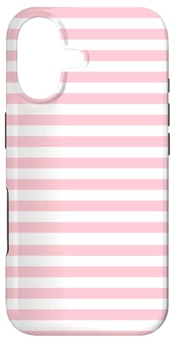 White and Pink Stripes Geometric Horizontal Lines Pattern X}zP[X iPhone 17 p