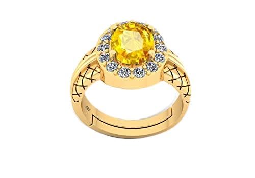 Bague saphir jaune naturel 8,50 carats Pukhraj de qualité A+ pour femme et homme