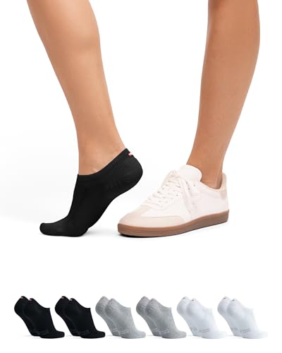 DANISH ENDURANCE Calcetines Cortos e Invisibles para Hombre y Mujer (Multicolor: 2 x negro, 2 x blanco, 2 x gris, EU 43-47)