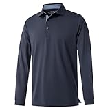 M MAELREG Golf Polo Shirts for Men Long Sleeve Lightweight 3 Button Quick Dry Performance Activewear Golf Polos for Men