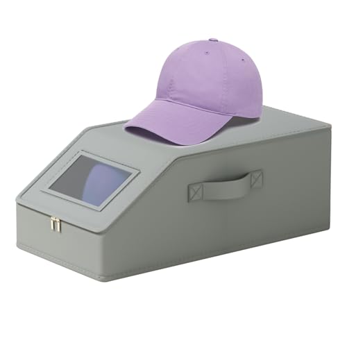 Capas de béisbol - 16.14x9.84x6.69 pulgadas Caja de almacenamiento de sombrero claro, organizador de sombrero para gorras de béisbol adhesivas, soporte de exhibición de colección apilable | P