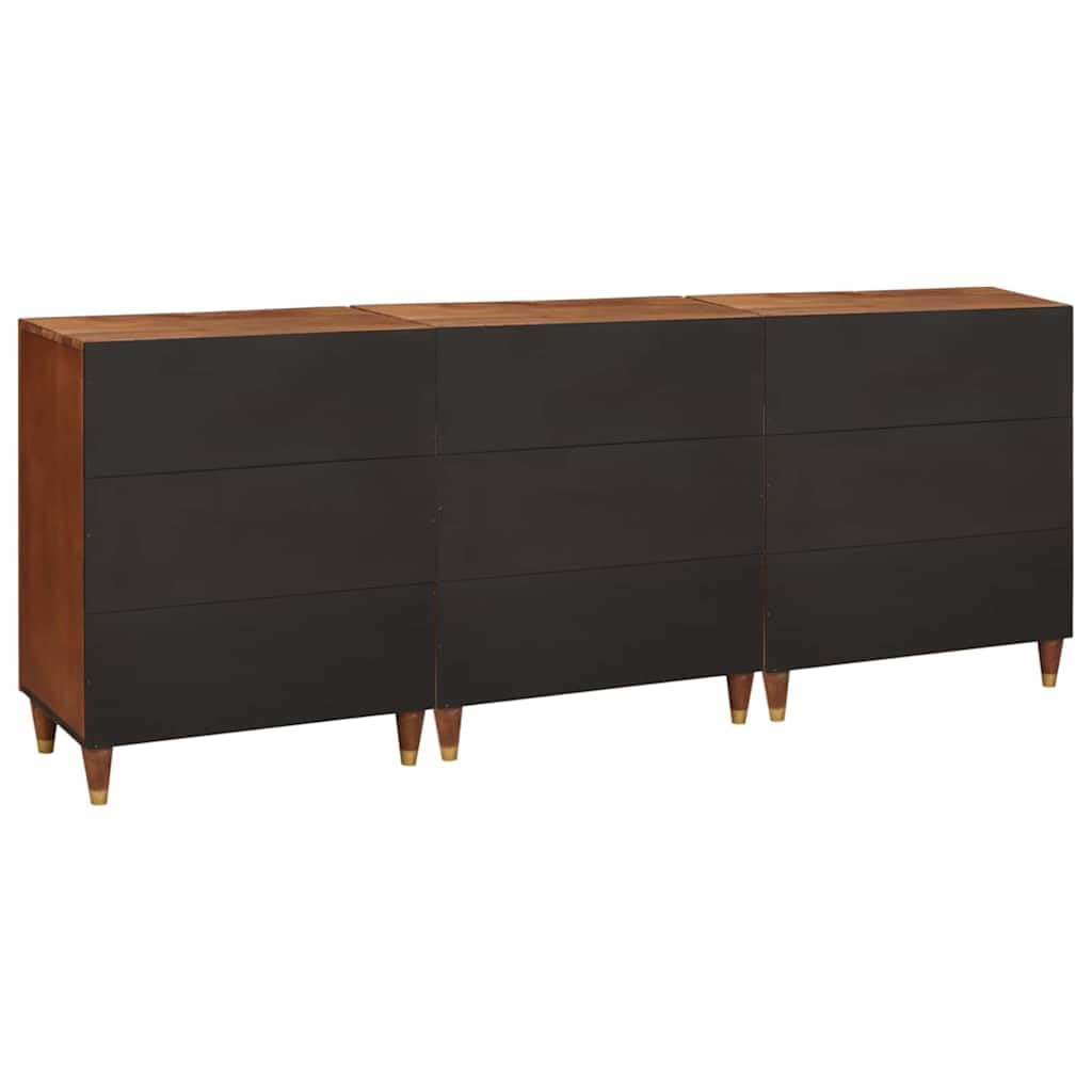 Credenza Set 3 PZ 180x33x75 cm Legno Massello Mango Marrone