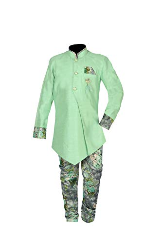 Image of AHHAAAA Kid's Cotton Blend Casual Indo-Western Kurta and Pyjama Set