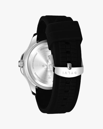 Image of Sylvi Urbanic Men's Analog Watch with Date Display, Silicone Strap, Water Resistant