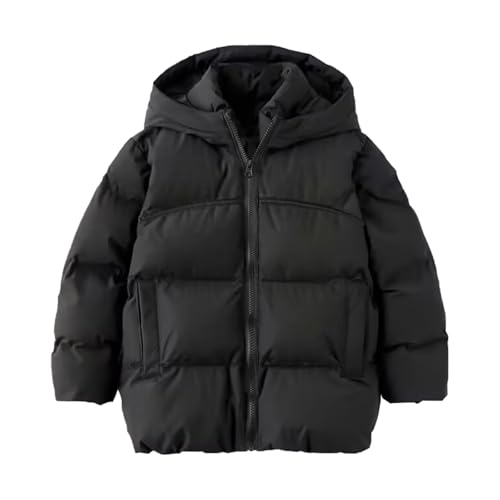 Boys Girls down Jackets Thick Zip up Hooded Puffer Coats with Pockets Kids Plain Quilted Warm Lightweight Parka Outwear