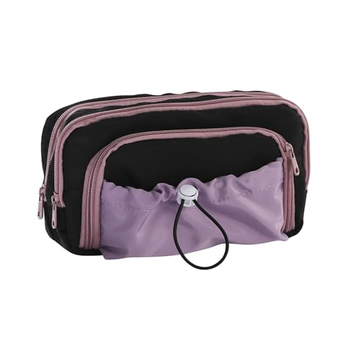 Lupro Large Capacity Pencil Pouch Cute Korean Aesthetic Pen Case for Girls, Boys, Kids, Women - Big Zipper Stationery Organizer for School, College, Office & Return Gifts, Pack of 1 (Black Purple)