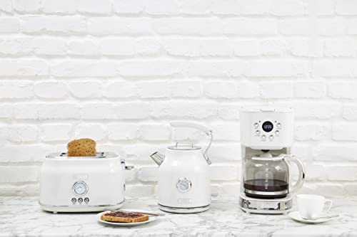 Haden Dorset 75073 Retro Stainless Steel Tea Kettle, 1500W Hot Water Kettle Electric Kettles for Boiling Water, 1.7L Ivory White Electric Tea Kettles Automatic Shut Off, Boil-Dry Protection Tea Pots
