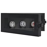 Americanflat 3.5x8 Championship Ring Display Case with Lock and Key - Hold 3 Rings - Black Ring Case for Jewelry Display with Shatter-Resistant Glass - Freestanding or Wall-Mounted Displays for Rings