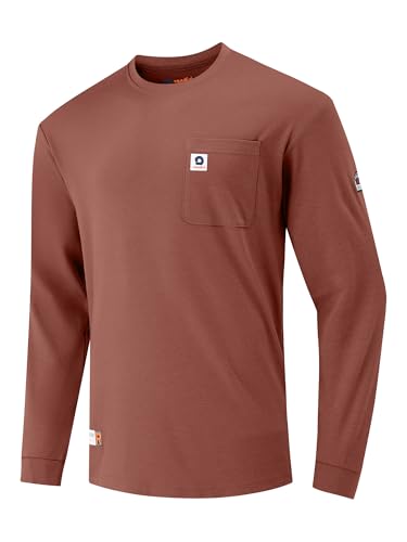 VANDISI FR Shirts for Men 6.5oz Lightweight Fire Resistant Shirts for Men Long Sleeve NFPA2112/CAT2 Rusty Copper