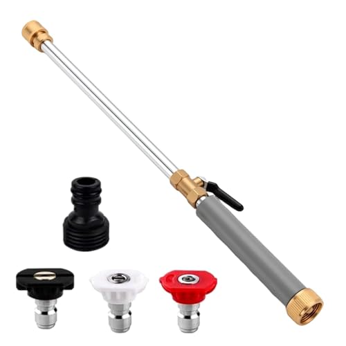 Jet Nozzle Power Washer for Garden Hose 2026 Pressure Washer Wand with 3 Interchangeable Nozzles Pressure Washer Nozzle for Car Washing Patio Garden Outdoor Cleaning (Grey)