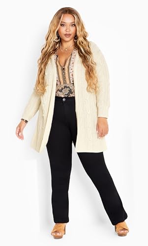Image of AVEOLOGY Women's Plus Size Camilla Cable Knit Hooded Cardigan