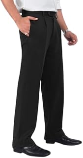 Men's Slim Fit Formal Trousers, Lycra Blend Stretch Fabric, Mid Rise Solid Dress Pants with Side Slit Pockets Price In India