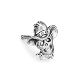 Die Gesamtlänge ist 6 mm Ohrstecker 1 Stk Silber patiniert Wildwest/Totenkopf