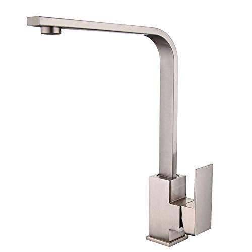 Llave mezclador de agua fría y caliente monomando con aireador giratorio 360 grados y tubo cuadrado