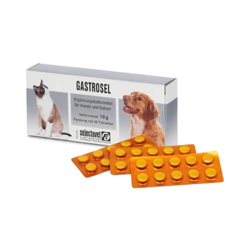 Selectavet Gastrosel | 30 Tabletten | Ergänzungsfuttermittel für Hunde & Katzen | Mit Kaolinit & Magnesiumoxid