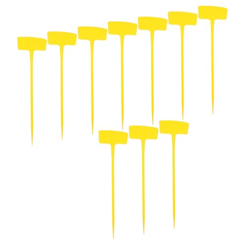 VALICLUD Lot de 10 Panneaux de Jardin en Plastique Jaune 40 CM Piquets Inclinés Étiquettes Décoratives Résistantes aux Intempéries pour Marquage Plantes Extérieur et Organisation Jardin