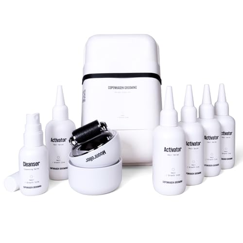 Copenhagen Grooming Haarwachstum Beschleunigen Set für Männer mit Haar Wachstum Serum, Mikronadel-Roller für Hair Growth & Roller-Reiniger - Verlangsamt Haarausfall (250 Tage Vorrat)